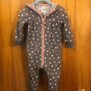 Carter's 12m grey and pink polka dot girls pajamas
